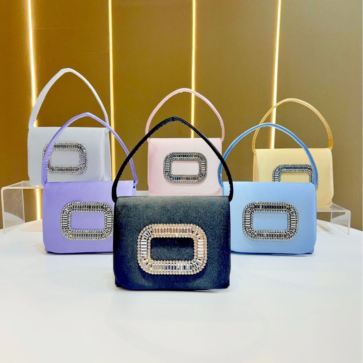 Tassel Fringe Trim - 高級ミニスクエアハンドバッグレディースダイヤモンドスタッズイブニングバッグエレガントショルダーチェーンウェディングパーティー財布スタイリッシュなレディーストート