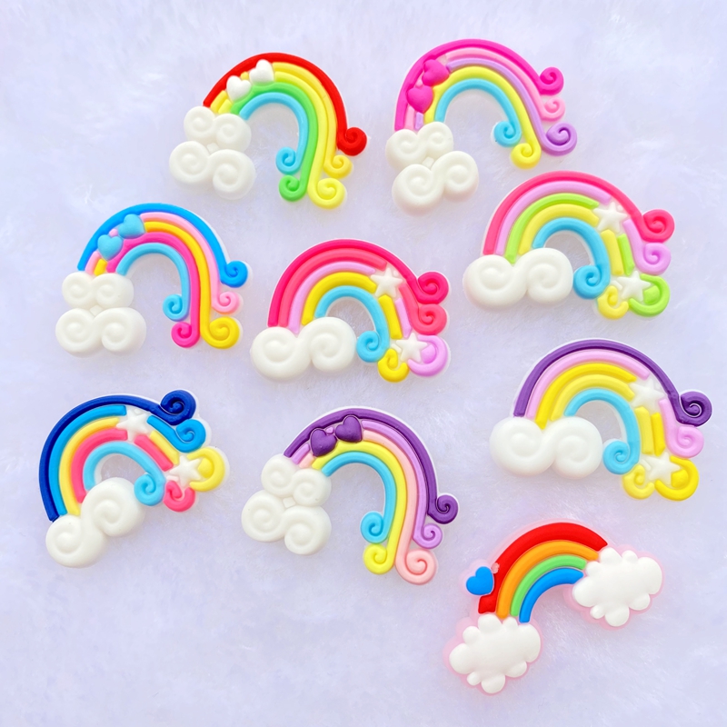 Embellishment Glue Craft - 10/20個かわいい虹のpvc柔軟な接着剤フラットバックdiyスクラップブック装飾電話クラフトデコレーションF40