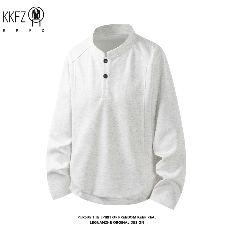 Embellish Knit - 男性用ラグランスリーブヘンリーパーカー、スタンドカラー、2ボタン、長袖、通気性のある生地、カジュアルトラベルウェア