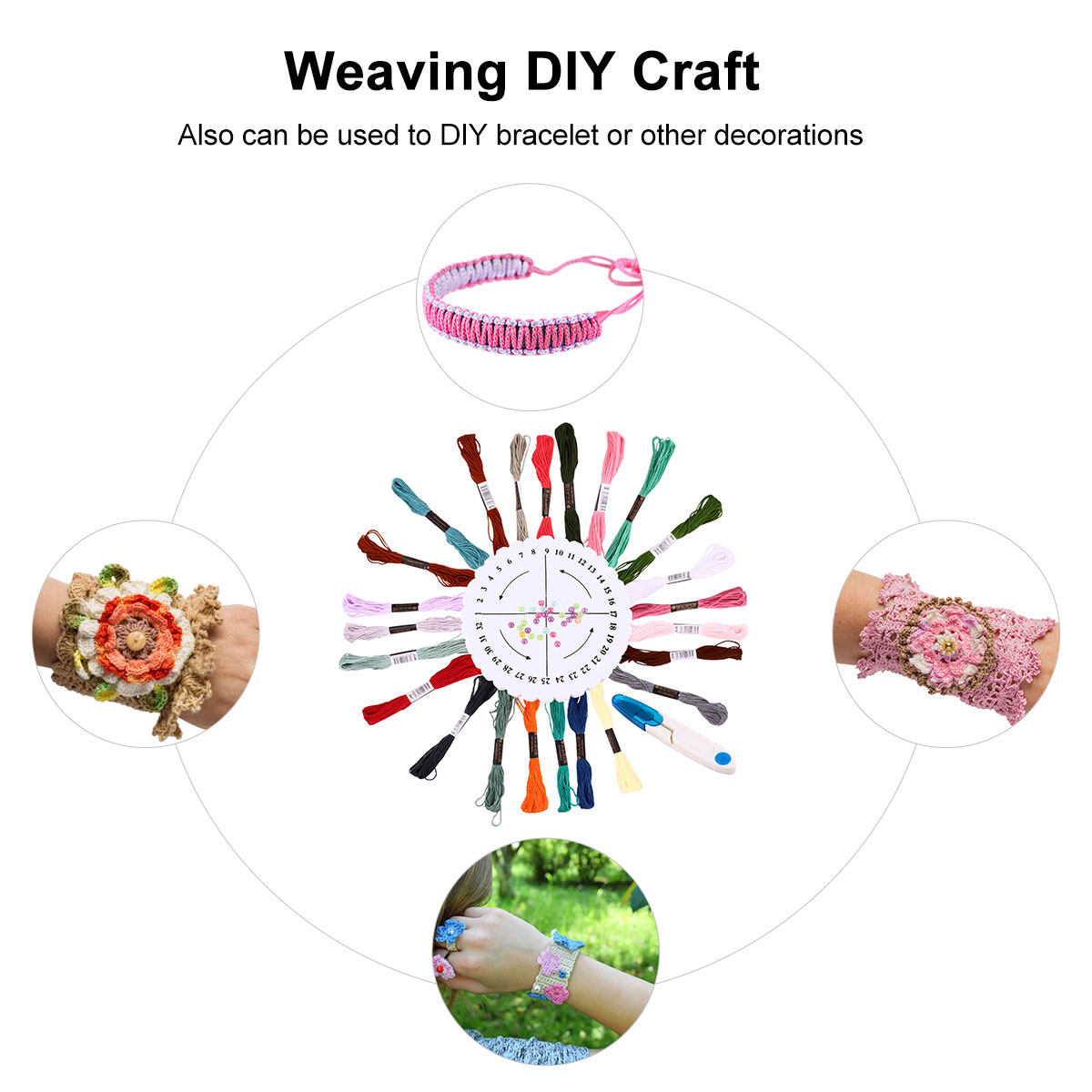 DIYの手芸に使える、24色の刺繍糸付きの丸型織り機と、友情 - Embroidery Craft のレビューと価格