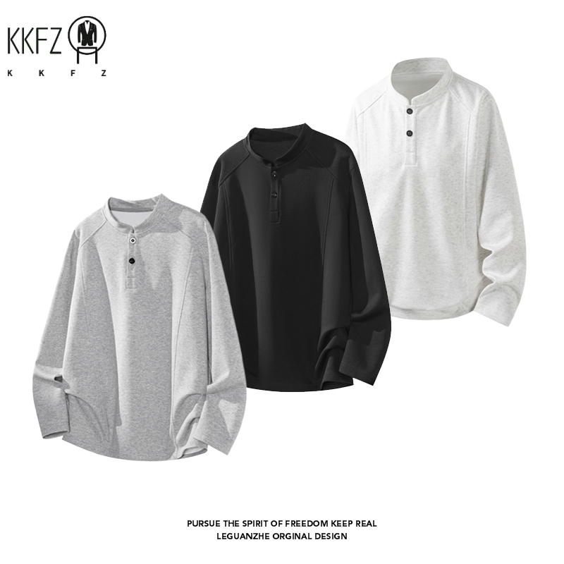 男性用ラグランスリーブヘンリーパーカー、スタンドカラー、2ボ - Embellish Knit のレビューと価格